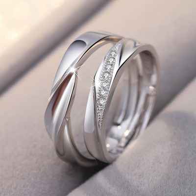 s925纯银情侣戒指跨境结婚开口戒指 金金饰界戒指/指环
