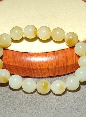 新疆的猫L122502 45.5克直径12mm糖色鲜亮油膏级且末糖白玉手链