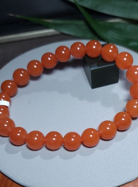 新疆的猫Z010601 23.2克，R9特细超冰油亮色泽惊艳樱桃红南红手串