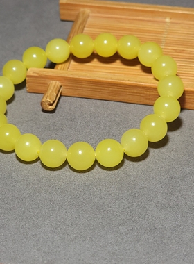 新疆的猫L081604 32.2克直径10mm尖货色调油亮若羌鸡油黄圆珠手链