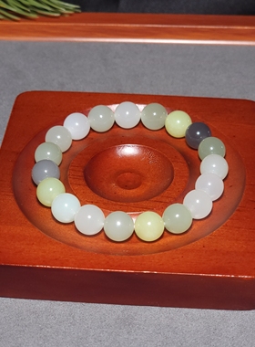 新疆的猫L081103 27.5克，直径10mm色泽搭配绚丽全家福圆珠手链