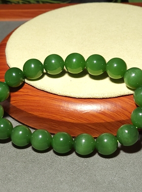 新疆的猫L122001 40.9克，11.5mm特别惊艳的老坑冰底阳绿圆珠手链