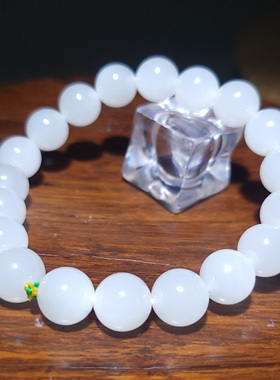 YQ010909新疆的猫29克10mm特细超冰润冒油和田玉老坑羊脂白玉手串