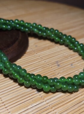 新疆的猫zg091502  18.2克，款式精美的老俄料菠菜绿碧玉多圈手链