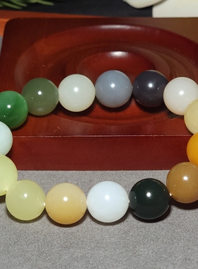 新疆的猫L102206 62.7克直径14mm色泽搭配绚丽全家福圆珠手链