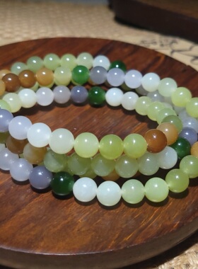 YQ120805 81.0克，直径8mm精选色泽搭配绚丽的和田玉多宝108挂链