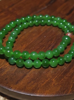 YQ120905 21.5克，直径6mm色泽质感冰润的老坑俄料阳绿碧玉挂链