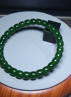 新疆的猫Z121903 17.5克，油亮浓艳无黑均匀菠菜绿碧玉归圆手串