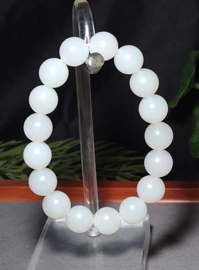 L122406 44.1克直径12mm肉质细腻油性极高于田料羊脂白玉圆珠手链