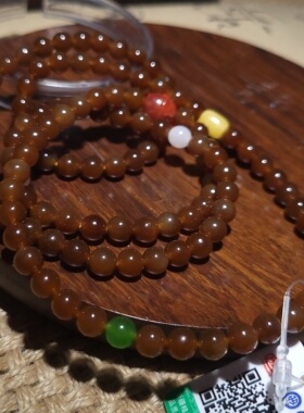 新疆的猫YQ122002 40.11克，6mm醉美酥栗红纯美老红糖圆珠挂链