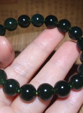 zg032604新疆的猫29.5克色美油亮美美青海玉茶色和田玉圆珠手链