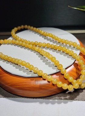新疆的猫Z080602 34.3克R6色泽惊艳肉细高油亮感黄金蜜糖玉长珠串