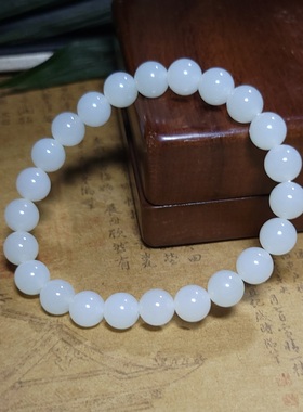 新疆的猫Z121604 19.3克，R8高油脂感特细熟润俄籽羊脂白玉手串