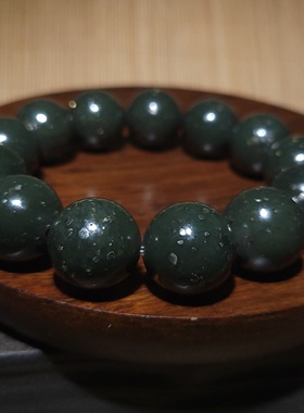 YQ011707新疆的猫120.0克18mm精美的和田玉若羌山料满天星手链