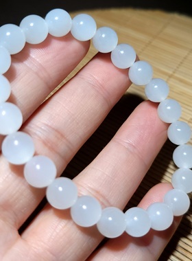 新疆的猫zg121710 17.0克，肉质细腻冰润的羊脂白玉圆珠手链