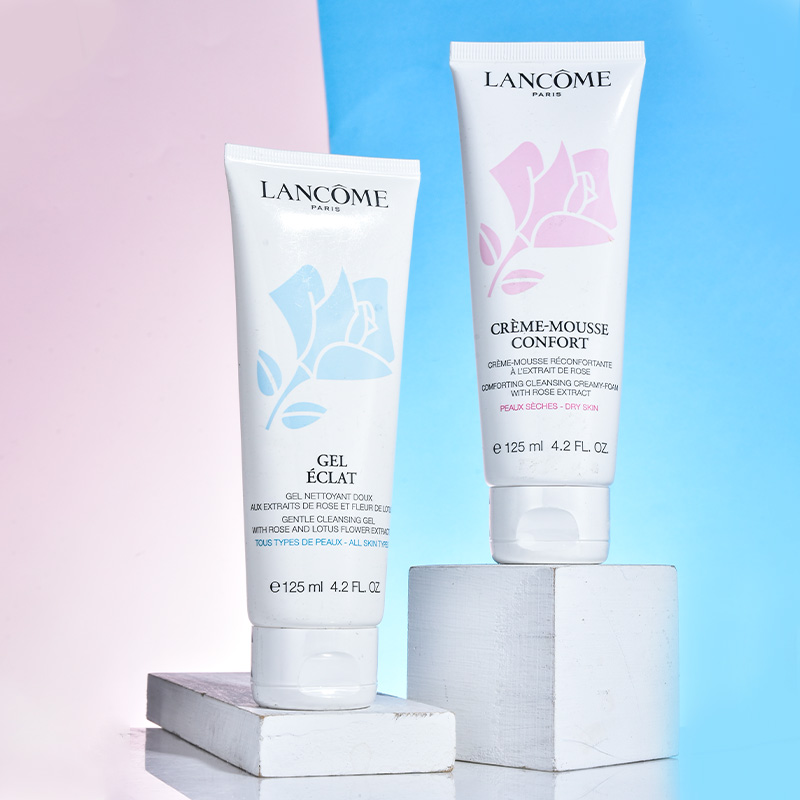 Lancome兰蔻清滢柔肤洁面乳补水女士洗面奶125ml粉色保湿蓝色清爽 - 图2