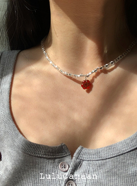 捷克珠灌银锁骨链女夏日ins原创