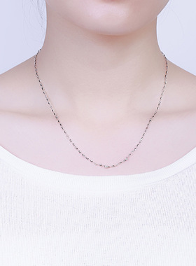 2511s925纯银项链扭片链彩金裸链韩版银饰品镀18k金锁骨链项链