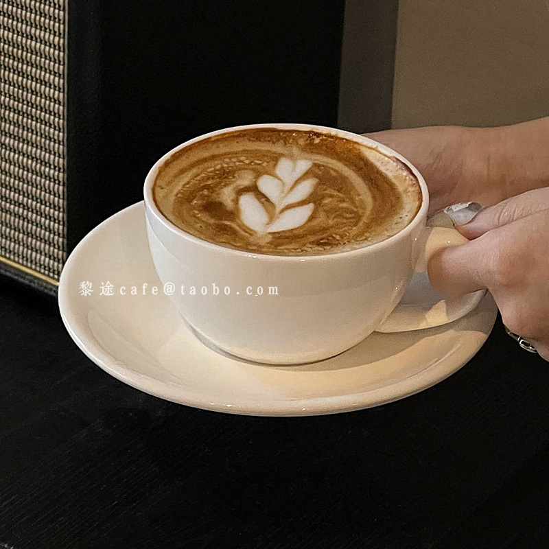 简约纯白咖啡杯碟ins风下午茶拿铁杯卡布奇诺拉花杯热美式马克杯 - 图3