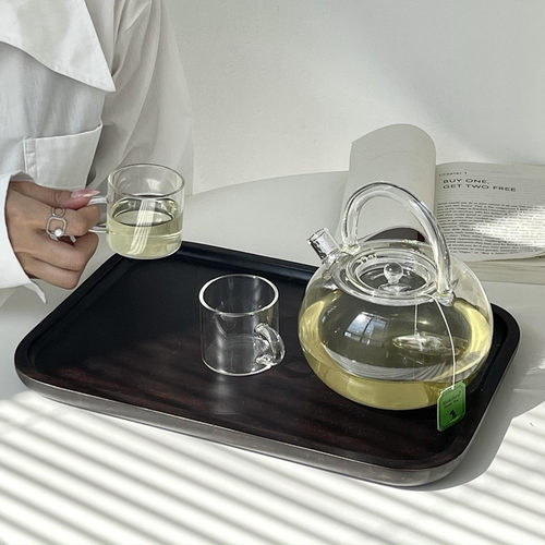 日式ins风耐热玻璃花茶壶简约圆球形水果茶壶下午茶泡茶茶具套装 - 图0