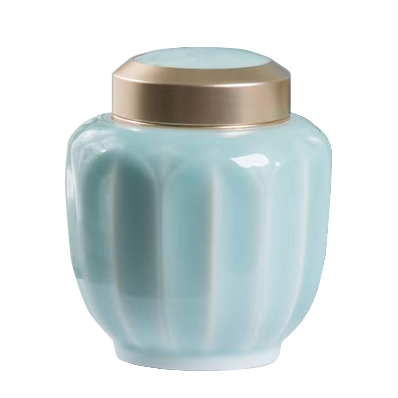 青瓷茶叶罐陶瓷密封罐储茶罐普洱茶盒茶叶桶茶具大号小号家用茶仓 - 图3