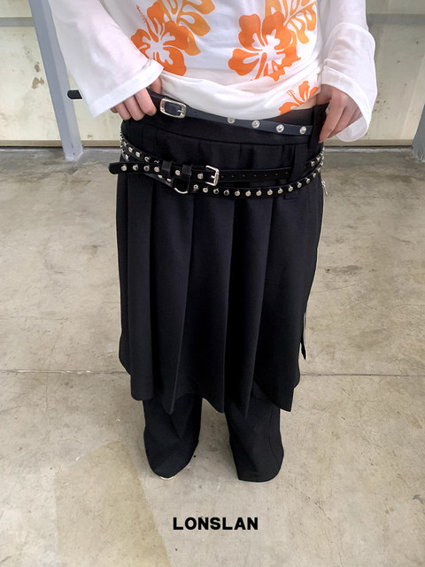 LONSLAN side zipper suit pleated skirt