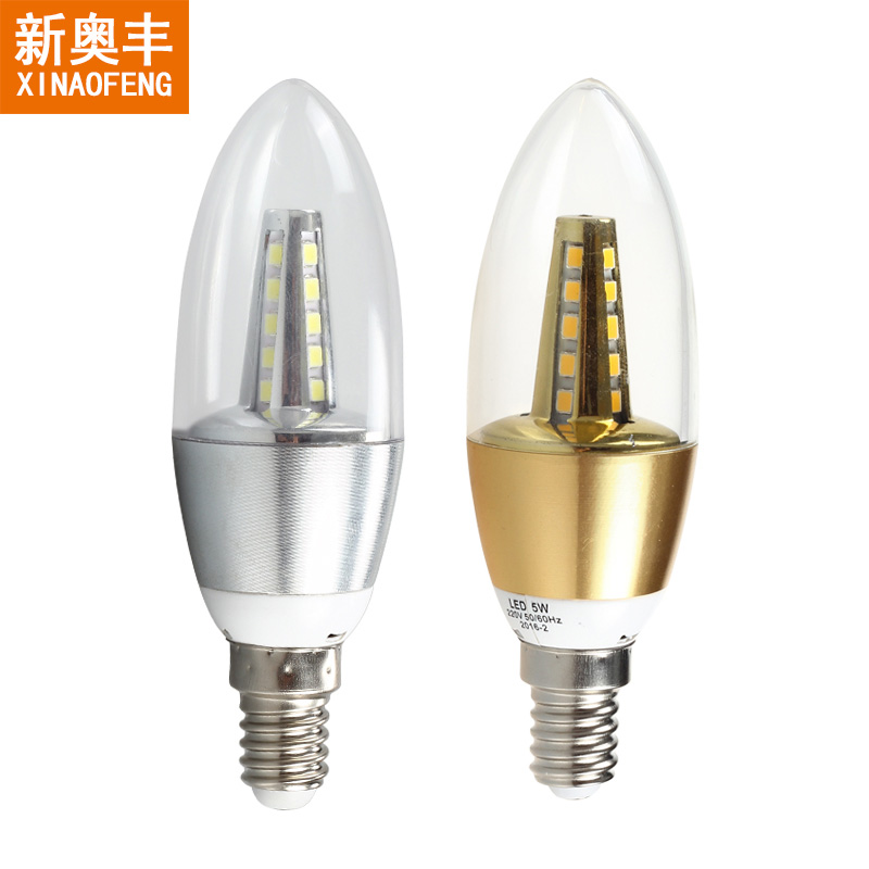 LED蜡烛灯泡E27E14大小螺口5W7w9w12w尖泡拉尾水晶吊灯节能灯光源-图3