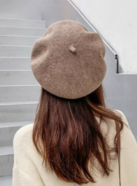 女童英伦毛呢八角帽显脸小
