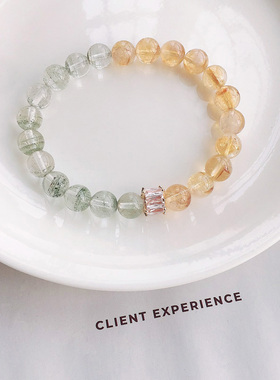 天然黄水晶搭配绿幽灵手串女