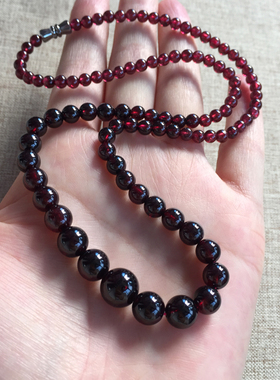 巴西酒红石榴石项链水晶塔链