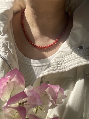【红花火】原创设计师项链天然瓦西南红女士生日圣诞新年礼物