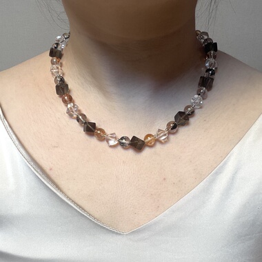 【水墨锦鲤】原创设计师天然水晶项链胶花锦鲤闪灵茶晶