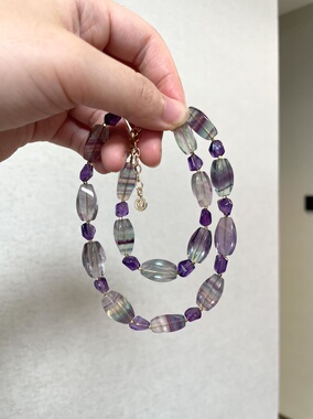 【来一口多肉葡萄】原创设计师项链紫水晶玛瑙海蓝宝萤石珍珠发晶