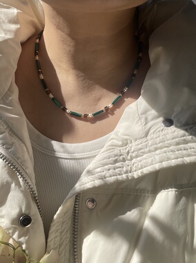 【孔雀公主】原创设计师项链孔雀石珍珠白水晶女士项链生日圣诞礼