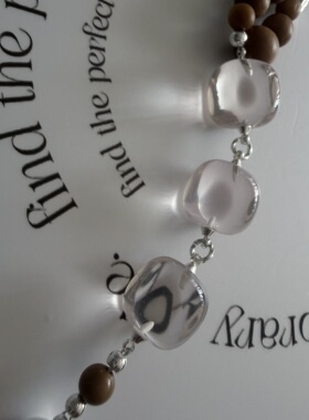 【黛陌】净体冰橘粉水晶手链芭比檀木印度血柏木珠单圈手串礼物