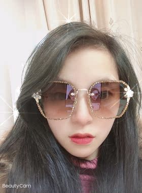 墨镜水钻百搭显瘦户外方形太阳镜