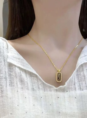 古法点钻天珠金刚杵项链女镀18k金珐琅九眼天珠可转动纯银锁骨链