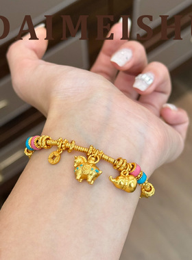 马年复古精致时尚气质百搭沙金小马盘缠手链轻奢感本命年手饰