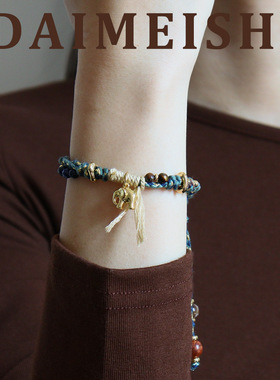 新款时尚民族风精致小象天然石编绳手链女轻奢小众感百搭手饰