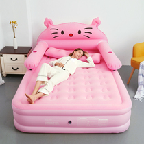 Cartoon KT cat inflatable bed cushion for home double air cushion bed linen thicken plus high sloth laying and folding inflatable bed