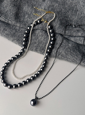 【原版】倪妮同款大溪地黑色珍珠项链轻奢高级感锁骨链气质毛衣链