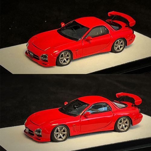 PGM 限量 1:64 马自达 RX7 FD3S 红色 仿真合金全开汽车模型收藏 - 图2