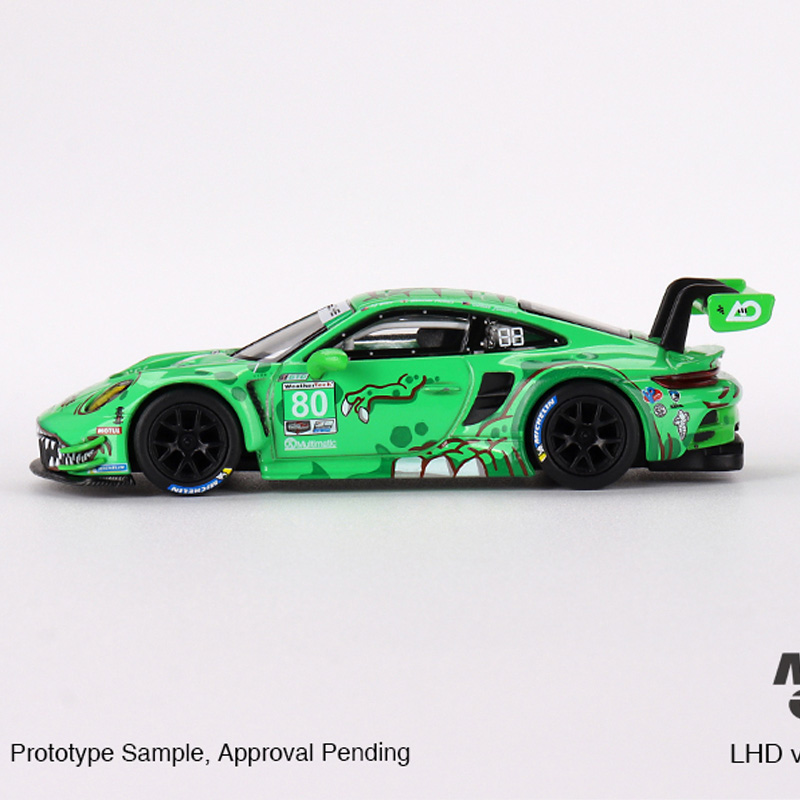 MINIGT 1:64 2023保时捷 911 GT3 R #80 绿恐龙 合金汽车模型收藏 - 图1