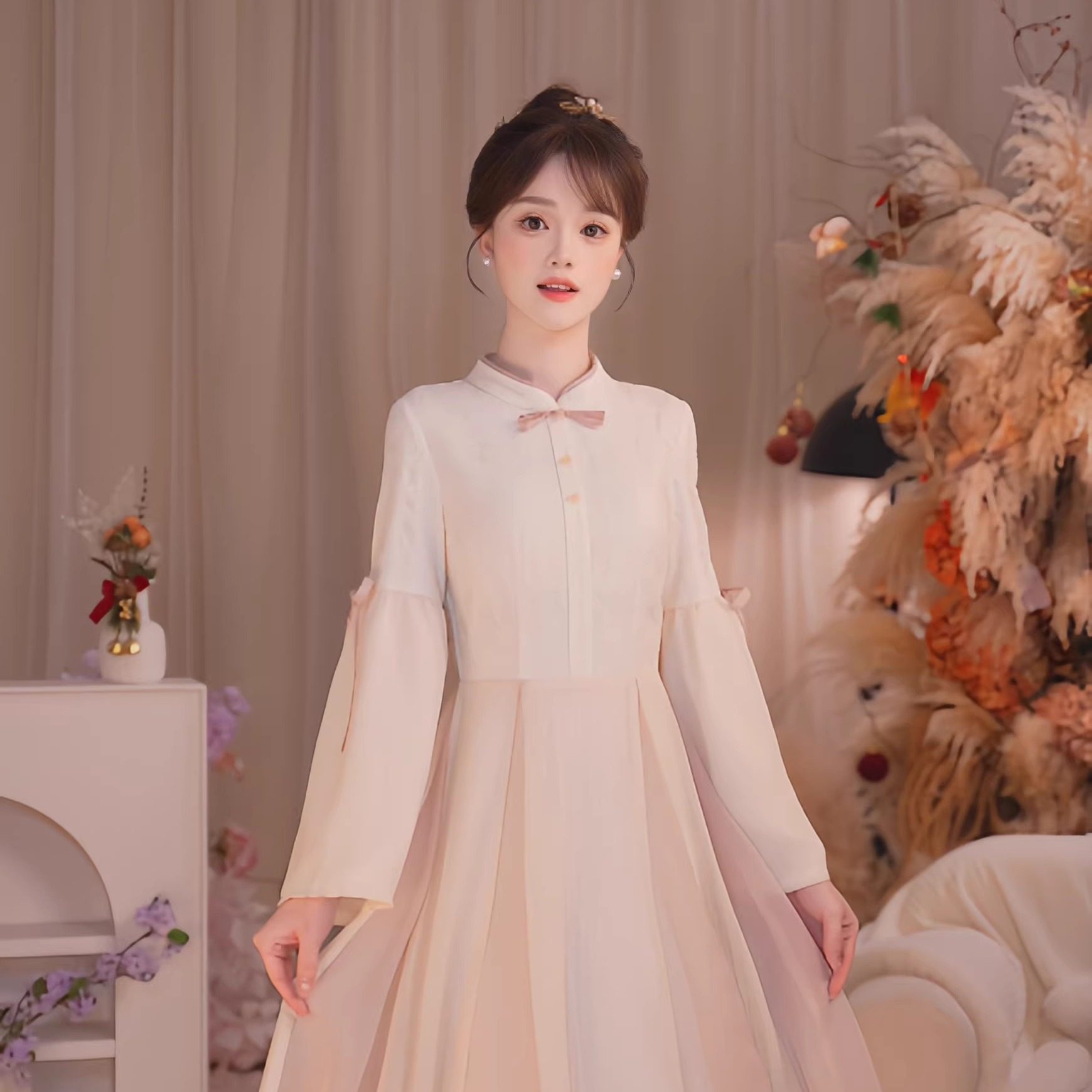 瑶西【棠梨杏粉】2026新款国风原创改良汉元素氛围感连衣裙,淘宝优惠券,粉丝福利购,淘宝优惠卷