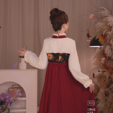 瑶西【昭华】冬季新款毛球织金提花加绒款汉元素国风连衣裙,淘宝优惠券,粉丝福利购,淘宝优惠卷