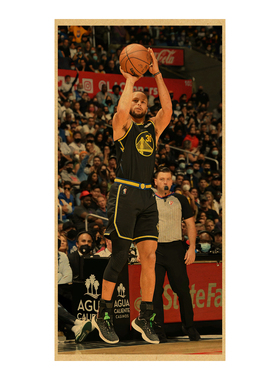 NBA篮球明星海报科比乔丹詹姆斯球星复古牛皮纸装饰画墙面墙贴画