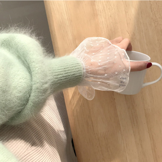 大码胖mm长袖蕾丝打底衫女内搭小衫秋冬新款百搭荷叶边网纱上衣潮