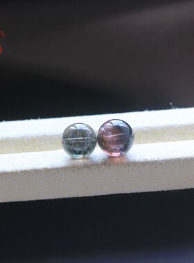 天然碧玺特殊紫灰圆珠隔珠