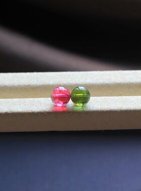 天然碧玺绿卢比莱红圆珠隔珠
