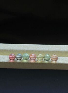 天然碧玺人鱼色圆珠隔珠